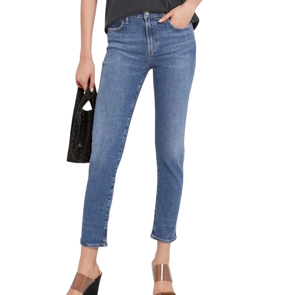Agolde Toni Mid-Rise Cropped Slim Straight Jeans - Blue Size 24